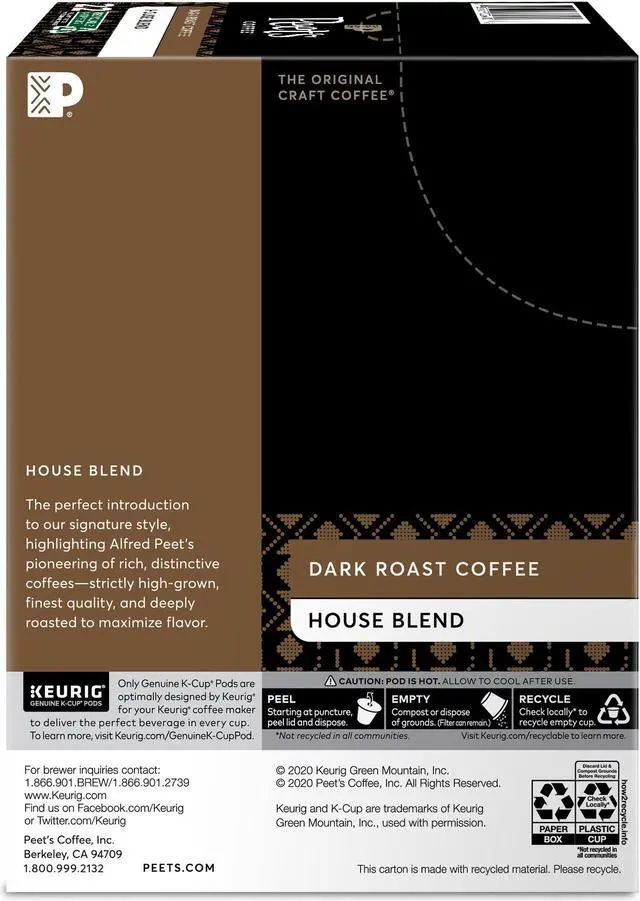 Alt view image 3 of 4 - Green Mountain Peet's Coffee K-Cup House Blend Coffee - Dark - 22/Box 2410