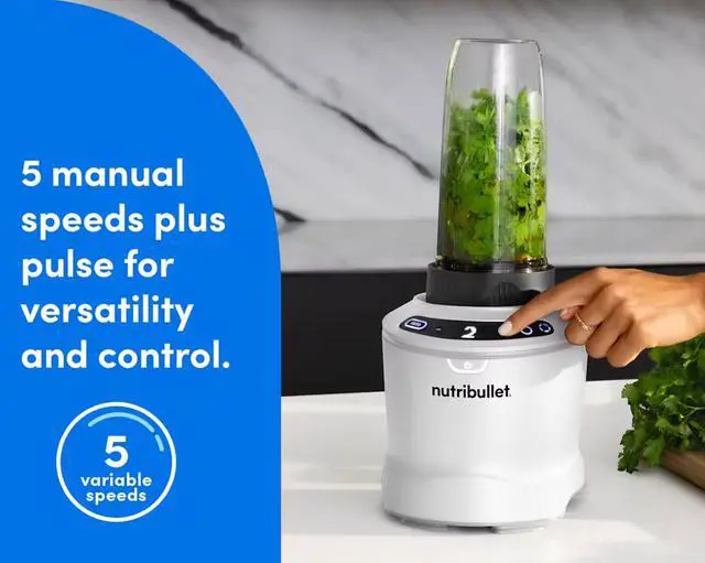 Alt view image 8 of 13 - NutriBullet NBF50700AW White 64oz Blender Pitcher Jar Size Blender Combo 5 speeds