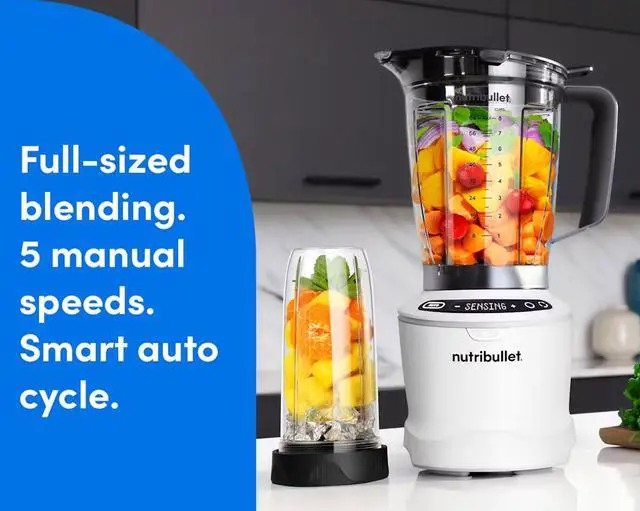 Alt view image 2 of 13 - NutriBullet NBF50700AW White 64oz Blender Pitcher Jar Size Blender Combo 5 speeds
