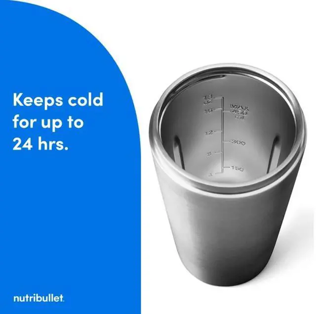 Alt view image 5 of 14 - NutriBullet NBPB50350SS Stainless Steel 20 oz Jar Size Flip Portable Blender