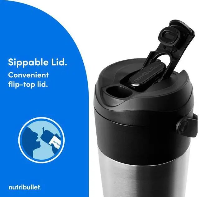 Alt view image 10 of 14 - NutriBullet NBPB50350SS Stainless Steel 20 oz Jar Size Flip Portable Blender