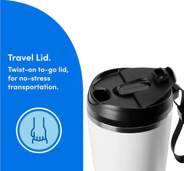 Alt view image 10 of 15 - NutriBullet NBPB50350AW Matte White 20 ounces Jar Size Flip Insulated Portable Blender 1