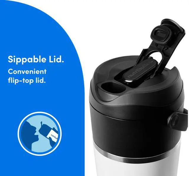 Alt view image 11 of 15 - NutriBullet NBPB50350AW Matte White 20 ounces Jar Size Flip Insulated Portable Blender 1