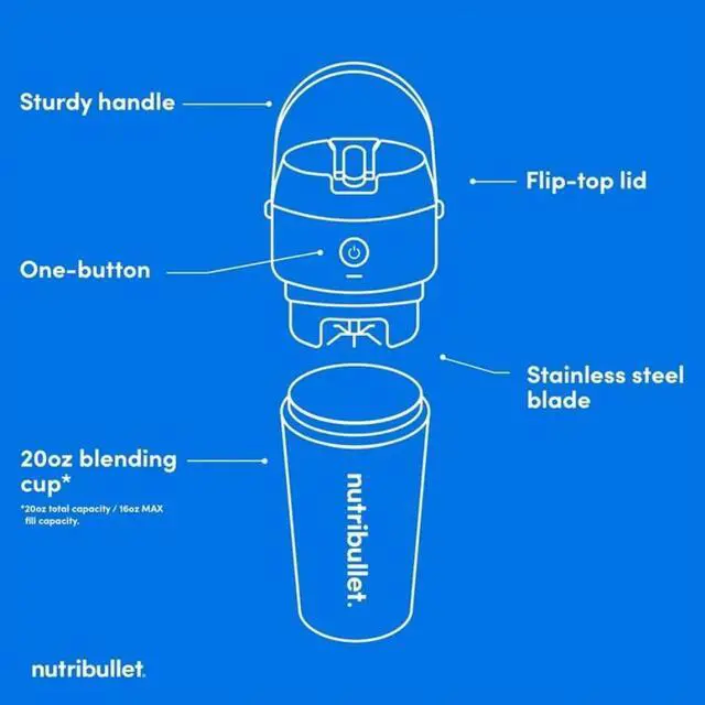 Alt view image 5 of 5 - NutriBullet NBPB10350 Washed Denim 12oz Jar Size Portable Blender