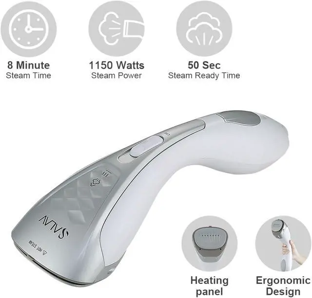 Alt view image 9 of 11 - SALAV HS-100 Silver Duo Press Hand Held Steamer, All in One Steamer + Iron Silver