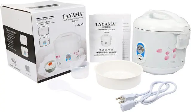Alt view image 7 of 7 - Tayama Cool Touch 5-Cup Rice Cooker and Warmer with Steam Basket, White TRC-04