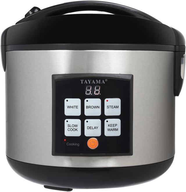 Tayama 16-Cup White Rice Cooker with Steamer and Non-Stick Inner