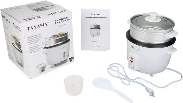 Alt view image 9 of 9 - Tayama RC-3 3 Cups Uncooked / 6 Cups Cooked Rice Cooker with Steam Tray, White