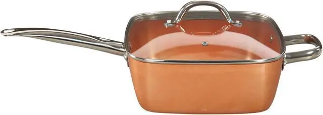 Alt view image 2 of 9 - Tayama Induction Square Pan, Medium - Copper (TCSP-10)
