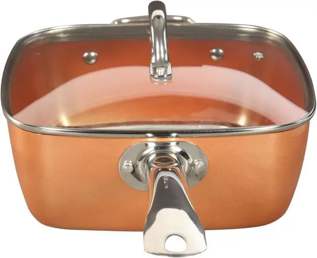 Alt view image 3 of 9 - Tayama Induction Square Pan, Medium - Copper (TCSP-10)