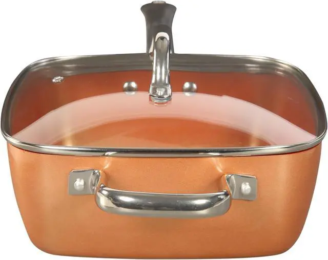 Alt view image 5 of 9 - Tayama Induction Square Pan, Medium - Copper (TCSP-10)