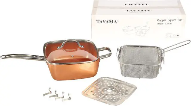 Alt view image 9 of 9 - Tayama Induction Square Pan, Medium - Copper (TCSP-10)