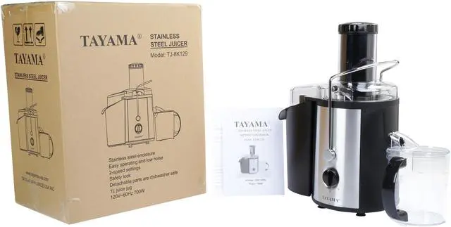 Alt view image 6 of 6 - Tayama TJ-8K129 Black Juicer Stainless Steel, Powerful 700 Watts, Large, Black