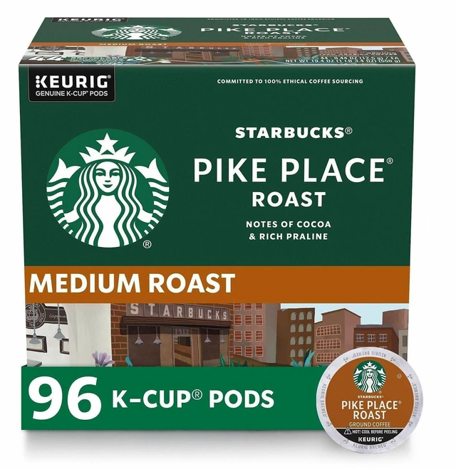 Main image of Starbucks K-Cup Pike Place Roast Coffee - Compatible with Keurig Brewer - Medium - K-Cup - Pike Place Roast - 24/Box - 4/Carton - 12434812CT