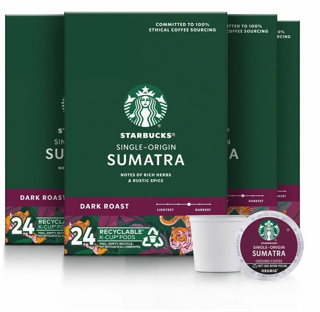 Main image of Starbucks K-Cup Sumatra Blend Coffee - Dark - 24 K-Cup - K-Cup - Sumatra Blend - 4/Carton - 91281CT