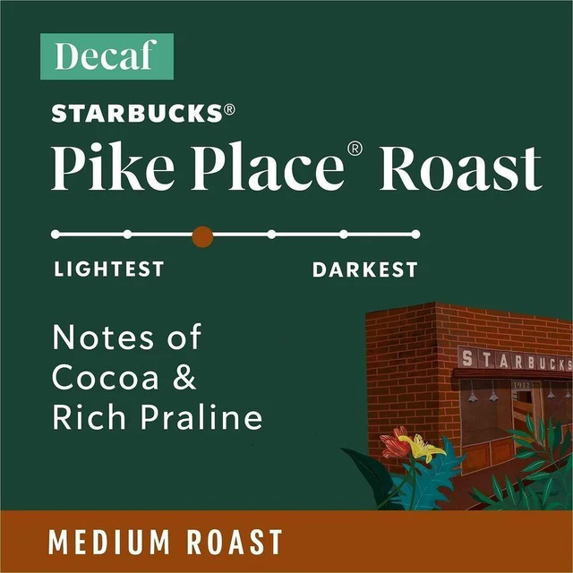 Alt view image 3 of 4 - Starbucks K-Cup Decaf Pike Place Roast Coffee - Compatible with Keurig K-Cup Brewer - American - Medium - 24 K-Cup - K-Cup - Decaffeinated - 4/Carton - 12434952CT