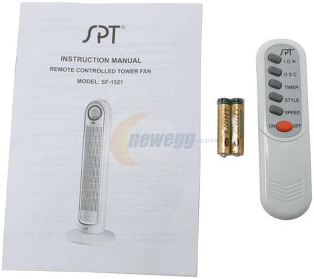 Alt view image 9 of 9 - Sunpentown Tower Fan with Ionizer, White/Silver SF-1521