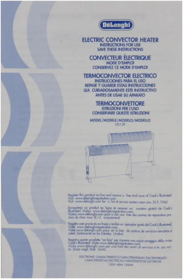 Alt view image 8 of 9 - DeLonghi HS15F SAFEHEAT Convector Heater