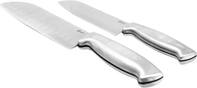 Alt view image 2 of 5 - Oster 91602.02 Baldwyn 2 Piece Stainles Steel Santoku Knife Set