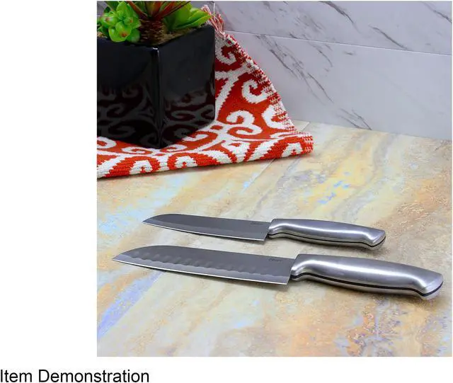 Alt view image 4 of 5 - Oster 91602.02 Baldwyn 2 Piece Stainles Steel Santoku Knife Set