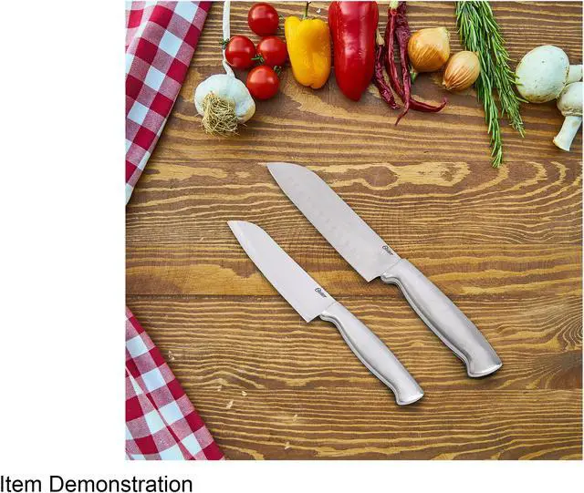 Alt view image 5 of 5 - Oster 91602.02 Baldwyn 2 Piece Stainles Steel Santoku Knife Set