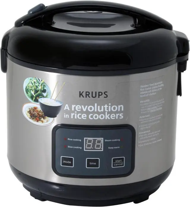 Alt view image 2 of 14 - KRUPS FDH212-76 Black/Stainless Steel 10-Cup Automatic Rice Cooker