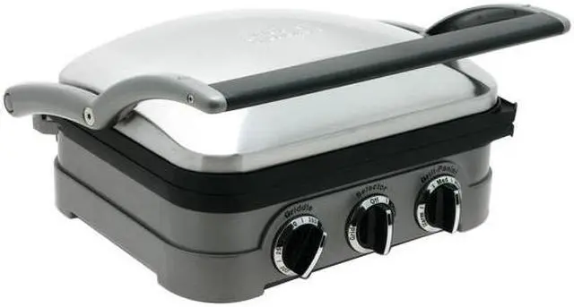 Alt view image 3 of 12 - Cuisinart GR-4N 5-in-1 Griddler, Silver, Black Dials