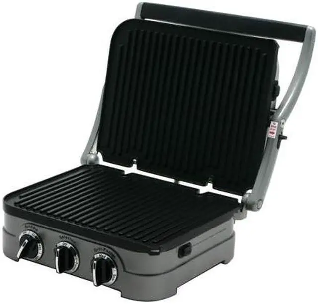 Alt view image 7 of 12 - Cuisinart GR-4N 5-in-1 Griddler, Silver, Black Dials
