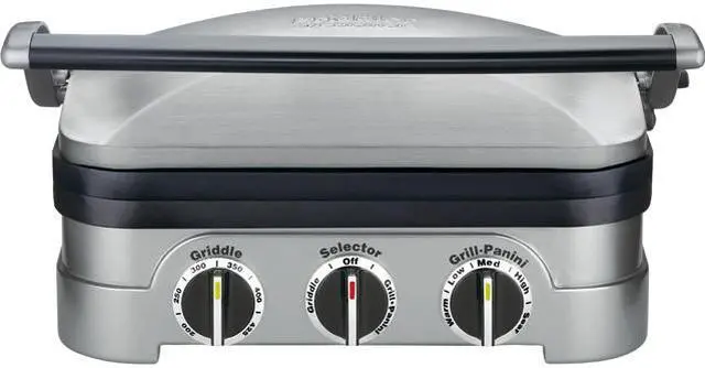 Alt view image 2 of 12 - Cuisinart GR-4N 5-in-1 Griddler, Silver, Black Dials
