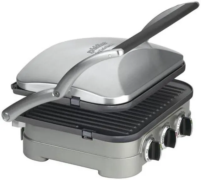 Alt view image 4 of 12 - Cuisinart GR-4N 5-in-1 Griddler, Silver, Black Dials