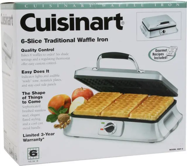 Alt view image 13 of 13 - Cuisinart WAF-6 Stainless Steel Traditional Waffle Iron