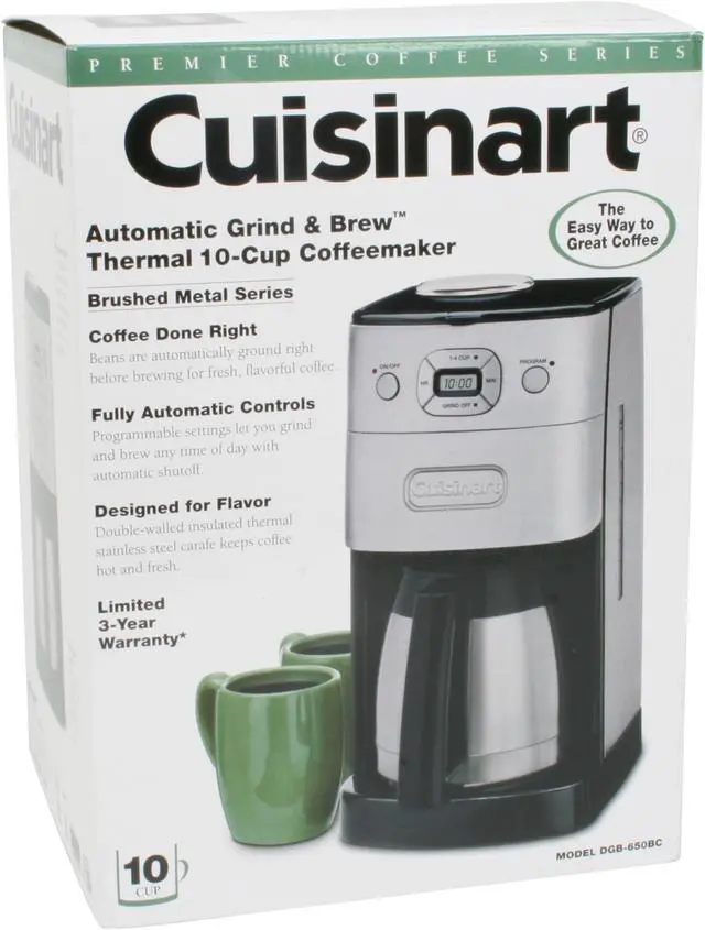 Alt view image 10 of 10 - Cuisinart DGB-650BC Chrome Grind-and-Brew Thermal 10-Cup Automatic Coffeemaker