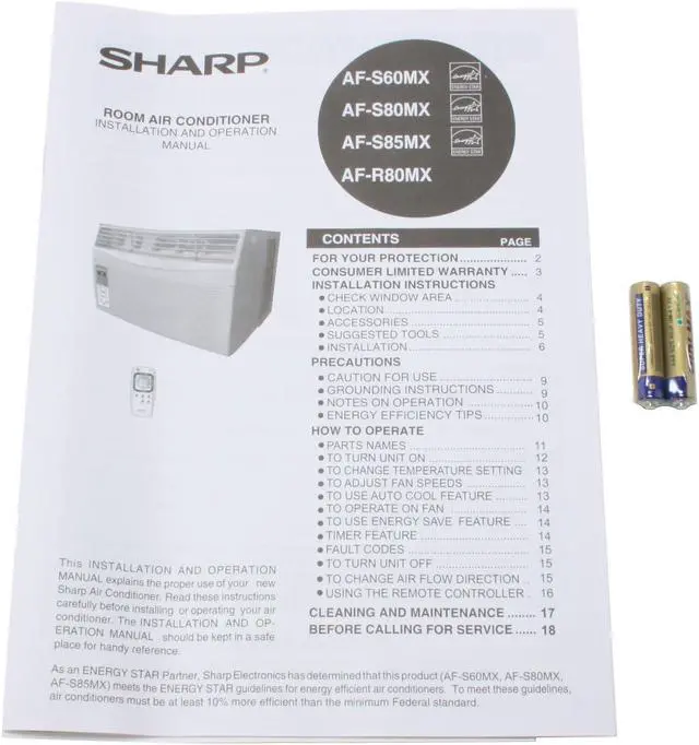 Alt view image 8 of 8 - SHARP AF-S85MX 8,000 Cooling Capacity (BTU) Window Air Conditioner