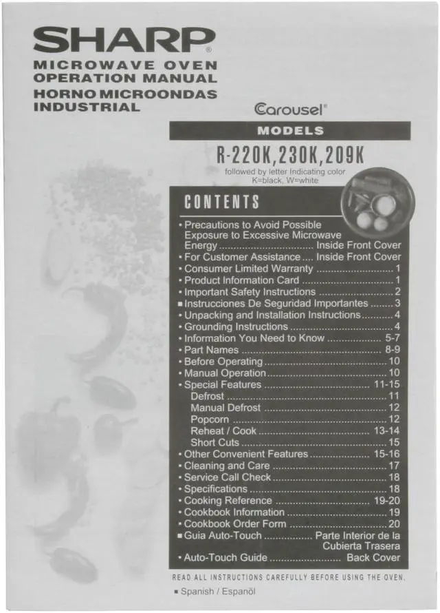 Alt view image 8 of 8 - Sharp 800 Watts Compact Microwave Oven R230KW White