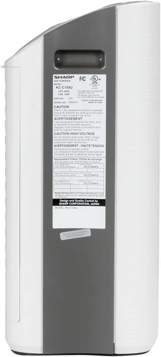 Alt view image 3 of 6 - SHARP KC-C100U Air Purifier