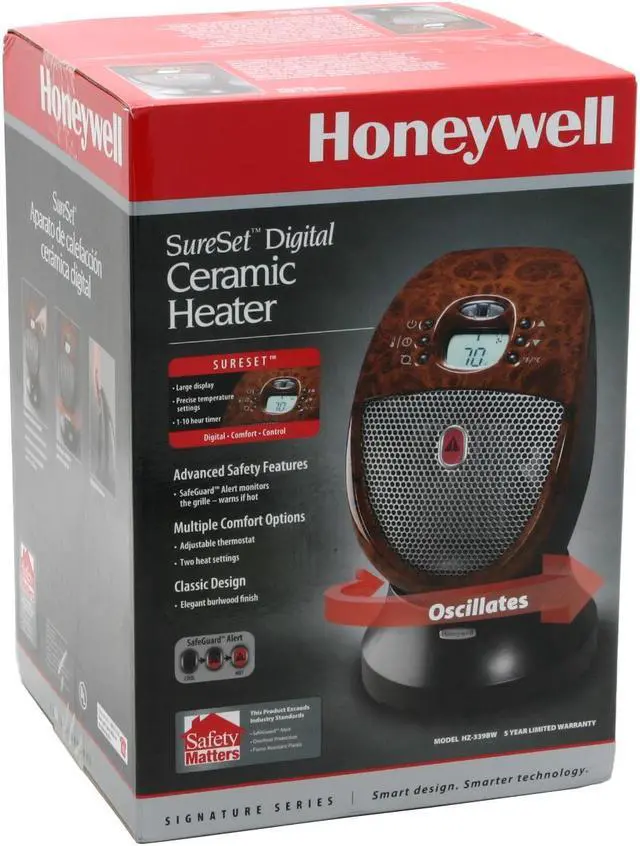 Alt view image 6 of 6 - Honeywell HZ-339BW SureSet Digital Ceramic Heater with Burlwood Finish