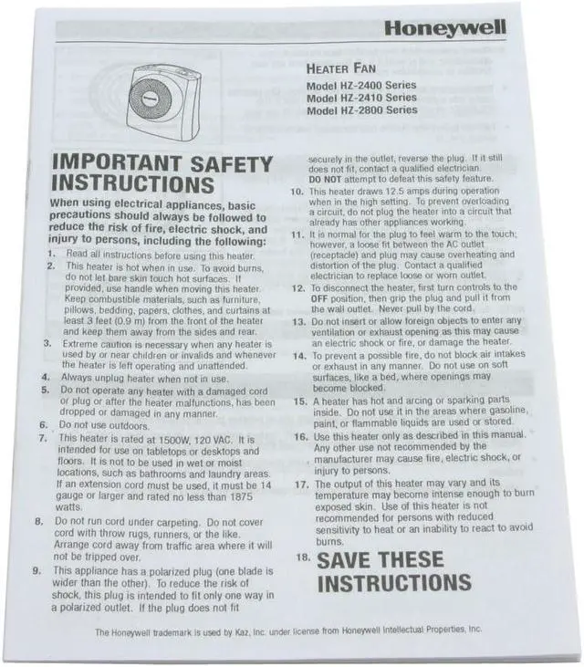 Alt view image 5 of 6 - Honeywell HZ-2800BW All Season Heater/Fan