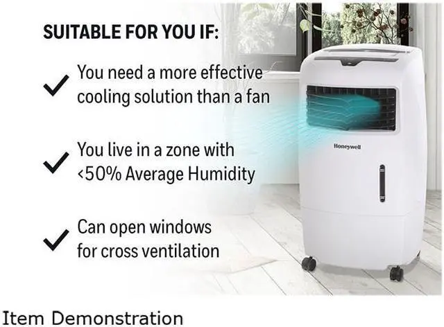 Alt view image 9 of 11 - Honeywell CL25AE 500 CFM Indoor Evaporative Air Cooler (Swamp Cooler) with Remote Control, White