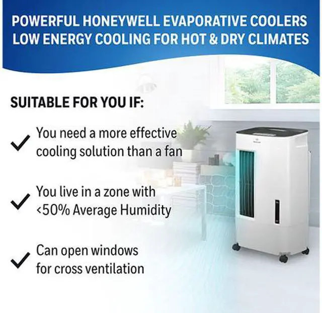 Alt view image 10 of 12 - Honeywell CS071AE 176 CFM Indoor Evaporative Air Cooler, White