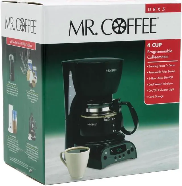 Alt view image 6 of 6 - MR. COFFEE DRX5 Black 4-Cup Programmable Coffee Maker