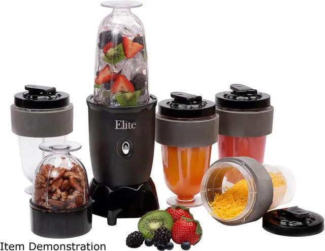 Main image of Elite Cuisine EPB-1800 17 Piece Personal Drink Blender with 4 x 16oz. Travel Cups