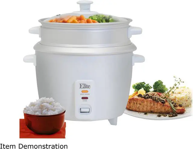 Alt view image 3 of 9 - Maxi-Matic Elite ERC-008ST White Gourmet 8 Cups (Uncooked)/16 Cups (Cooked) Rice Cooker with Glass Lid
