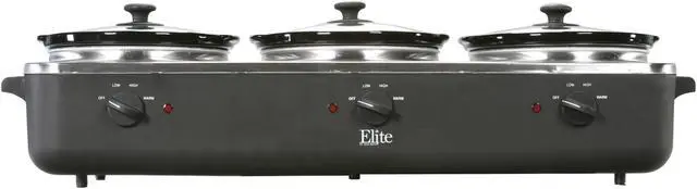Alt view image 2 of 7 - Maxi-Matic EWMST-33 Black 2.5 Qt. x 3 Triple Slow Cooker Buffet
