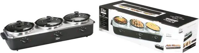 Alt view image 7 of 7 - Maxi-Matic EWMST-33 Black 2.5 Qt. x 3 Triple Slow Cooker Buffet