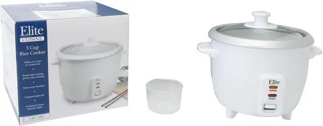 Alt view image 5 of 5 - Elite Cuisine ERC-003 6-Cup Rice Cooker with Glass Lid, White