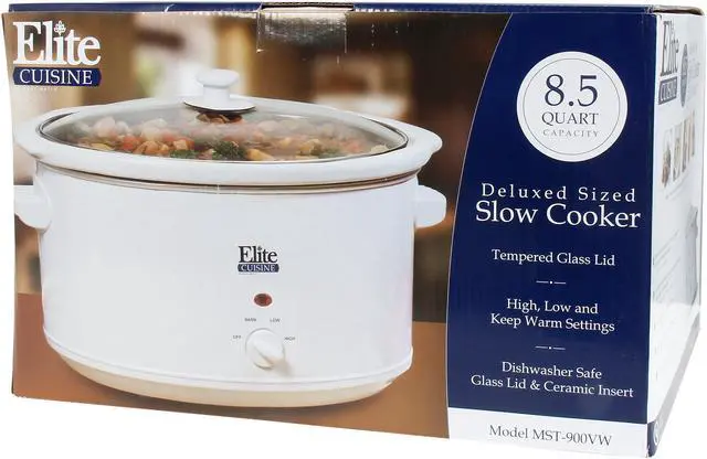 Alt view image 6 of 6 - Maxi-Matic Elite Cuisine MST-900VW White 8.5 Qt. Deluxe Sized Slow Cooker