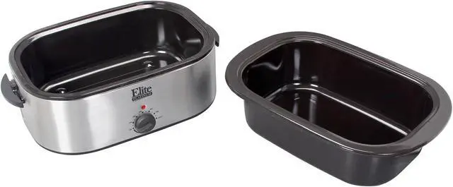 Alt view image 8 of 9 - Elite ERO-210B Stainless Steel 18 Qt. 18-Quart Roaster Oven w/ buffet server and removable pot