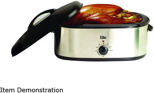 Alt view image 2 of 9 - Elite ERO-210B Stainless Steel 18 Qt. 18-Quart Roaster Oven w/ buffet server and removable pot