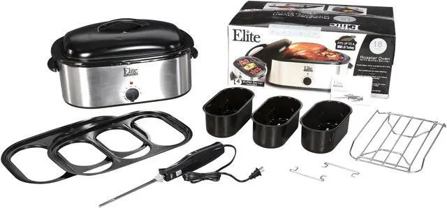 Alt view image 8 of 11 - Elite Platinum ERO-210BK 18Qt. Roaster Oven with Buffet Server & Electric Knife