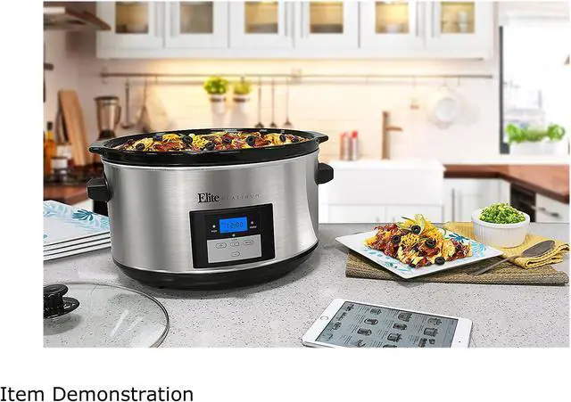 Alt view image 3 of 4 - Elite Platinum MST-900D Maxi-Matic 8.5-Quart Digital Programmable Slow Cooker, Oval Stainless Steel with 3 Temperature Settings and Timer